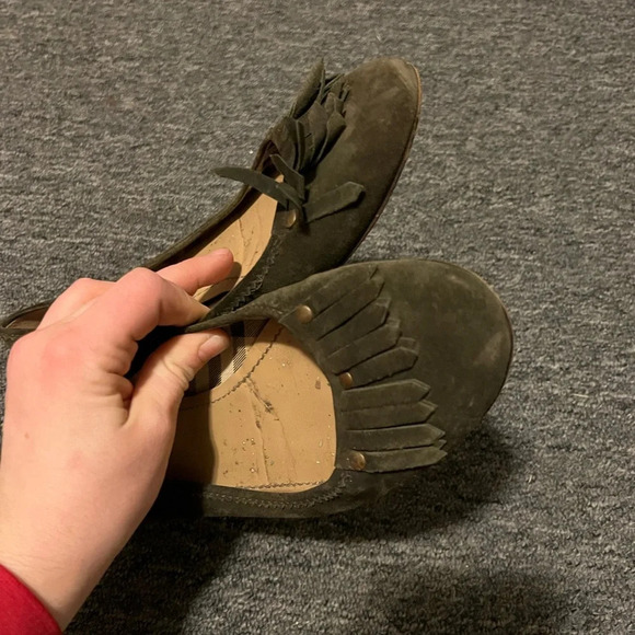 Burberry Olive Suede Ballet Flats, size 38 - Picture 3 of 9